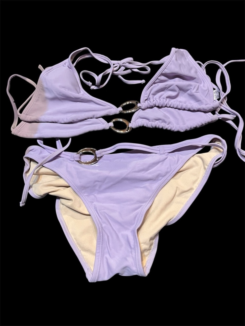 Arizona Jean Company Lilac Ring-Accent Triangle Bikini Set